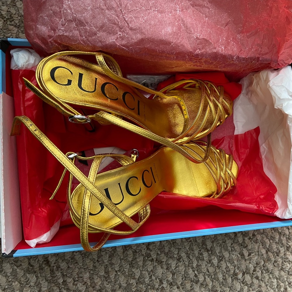 Gold Gucci Sandals
